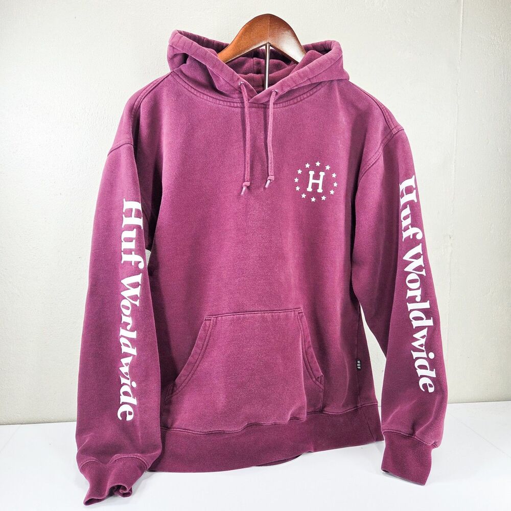 HUF Worldwide Star Logo Pullover Graphic Hoodie Sz M